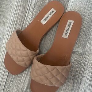 Steve Madden Quilted Slide Sandals in Nude
